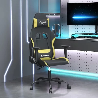 VIDAXL  chaise de jeu de massage noir et vert clair tissu