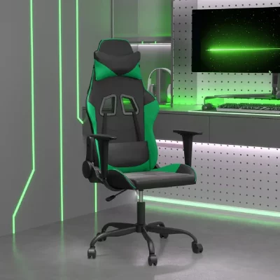 VIDAXL  chaise de jeu de massage noir et vert similicuir 