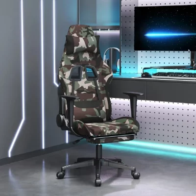 VIDAXL  chaise de jeu de massage repose-pied noir et camouflage tissu