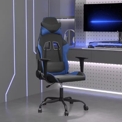 VIDAXL  chaise de jeu noir et bleu similicuir 