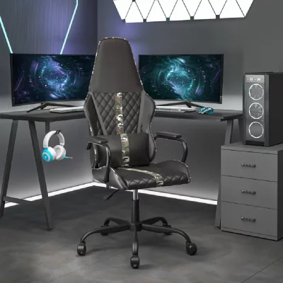 VIDAXL  chaise de jeu noir et camouflage similicuir 