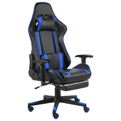 VIDAXL  chaise de jeu pivotante avec repose-pied bleu pvc