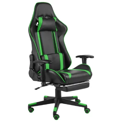 VIDAXL  chaise de jeu pivotante avec repose-pied vert pvc
