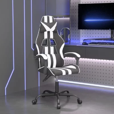 VIDAXL  chaise de jeu pivotante noir et blanc similicuir 