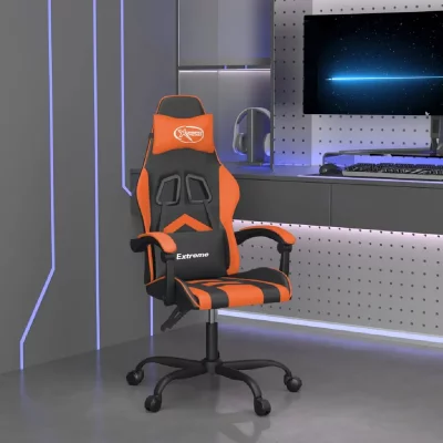 VIDAXL  chaise de jeu pivotante noir et orange similicuir
