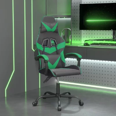 VIDAXL  chaise de jeu pivotante noir et vert similicuir