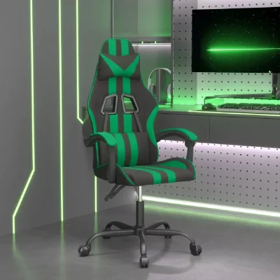 VIDAXL  - Chaise de jeu pivotante Noir et vert Similicuir Noir et vert