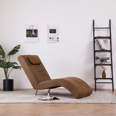Vidaxl - Chaise longue avec oreiller Marron Similicuir daim Marron