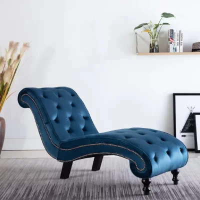 Vidaxl - Chaise longue Bleu Velours Bleu