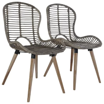 VIDAXL  chaises &agrave; manger lot de 2 marron rotin naturel 246853
