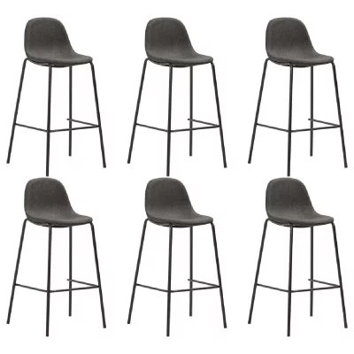 Vidaxl chaises de bar lot de 6 gris fonc&eacute; tissu 3051099