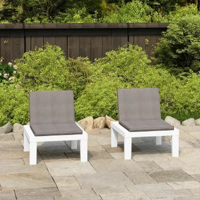 VIDAXL  chaises de salon de jardin avec coussins 2 pcs plastique blanc