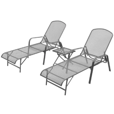 VIDAXL  - Chaises longues 2 pcs avec table Acier Anthracite Anthracite