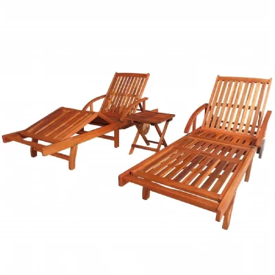 VIDAXL  - Chaises longues 2 pcs avec table Bois d'acacia solide Brun