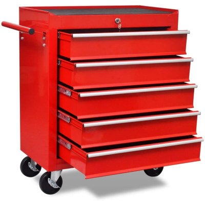 VIDAXL  - Chariot &agrave; outils d'atelier avec 5 tiroirs Rouge Rouge