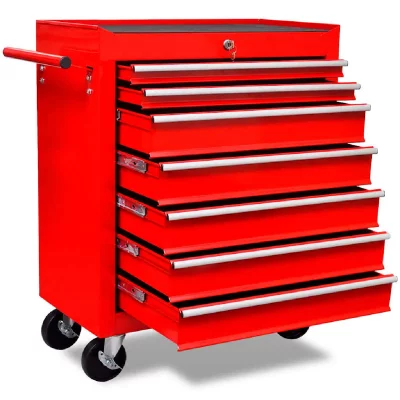 VIDAXL  - Chariot &agrave; outils d'atelier avec 7 tiroirs Rouge Rouge