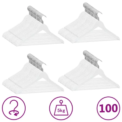 VIDAXL  - Cintres antid&eacute;rapants 100 pcs Blanc Bois dur Blanc