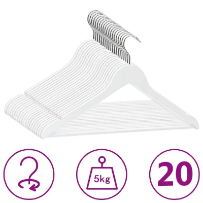 VIDAXL  - Cintres antid&eacute;rapants 20 pcs Blanc Bois dur Blanc