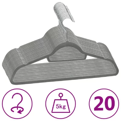 VIDAXL  - Cintres antid&eacute;rapants 20 pcs Gris Velours Gris