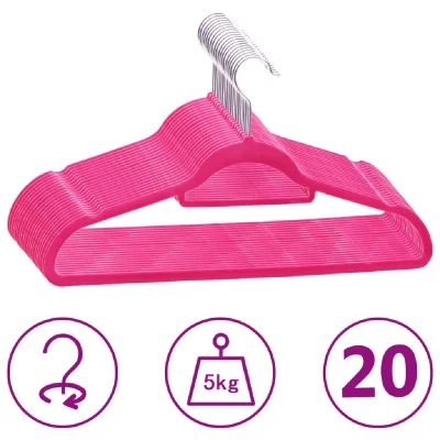 VIDAXL  - Cintres antid&eacute;rapants 20 pcs Rose Velours Rose