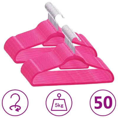 VIDAXL  - Cintres antid&eacute;rapants 50 pcs Rose Velours Rose