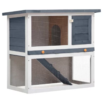 VIDAXL  - Clapier d'ext&eacute;rieur 1 porte Gris Bois Gris
