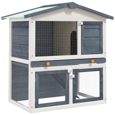VIDAXL  - Clapier d'ext&eacute;rieur 3 portes Gris Bois Gris