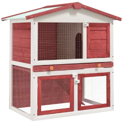 VIDAXL  - Clapier d'ext&eacute;rieur 3 portes Rouge Bois Rouge