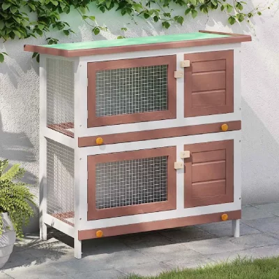 VIDAXL  - Clapier d'ext&eacute;rieur 4 portes Marron Bois Marron