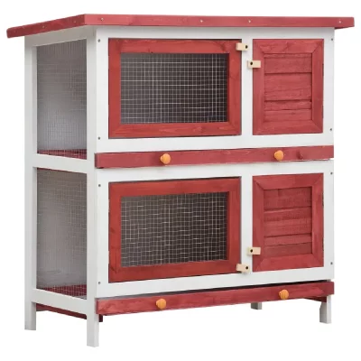 VIDAXL  - Clapier d'ext&eacute;rieur 4 portes Rouge Bois Rouge