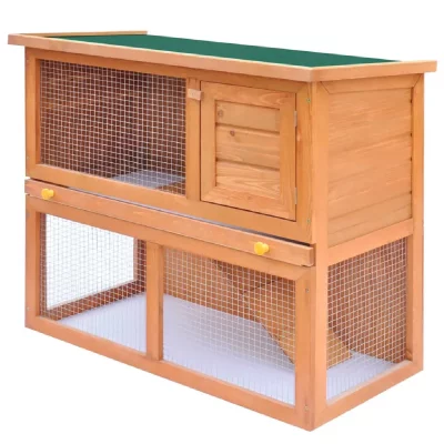 VIDAXL  - Clapier d'ext&eacute;rieur Enclos pour petits animaux 1 porte Bois Laiton