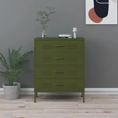 Vidaxl - Commode Vert olive 80x35x101,5 cm Acier Olive green