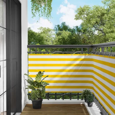 VIDAXL  &Eacute;cran De Balcon Jaune Et Blanc 100 X 400 Cm Tissu Oxford