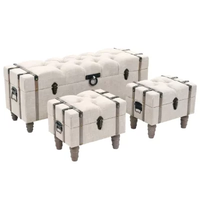 VIDAXL  - Ensemble de bancs de rangement 3 pcs Bois massif et acier Blanc