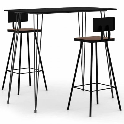 Vidaxl ensemble de bar 3 pcs noir 3057828