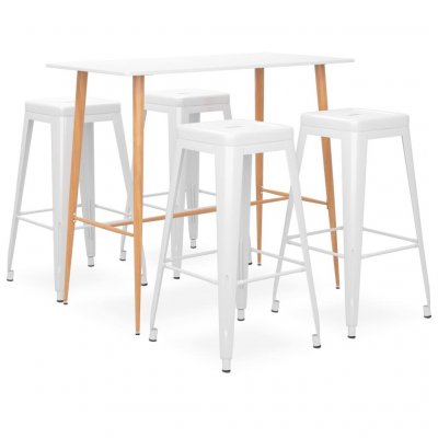 Vidaxl ensemble de bar 5 pcs blanc 3057430