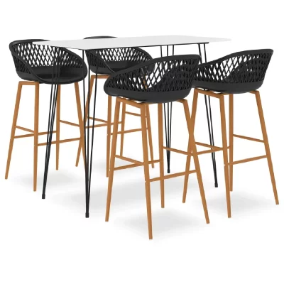 Vidaxl ensemble de bar 5 pcs blanc et noir 3057406