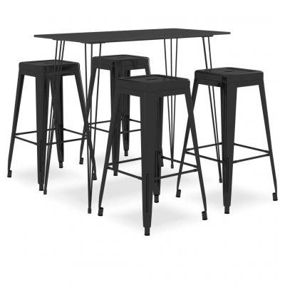 Vidaxl ensemble de bar 5 pcs noir 3057373