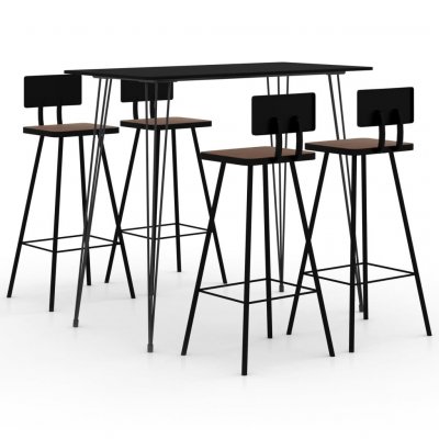 Vidaxl ensemble de bar 5 pcs noir 3057829