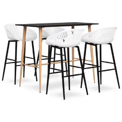 Vidaxl ensemble de bar 5 pcs noir et blanc 3057460