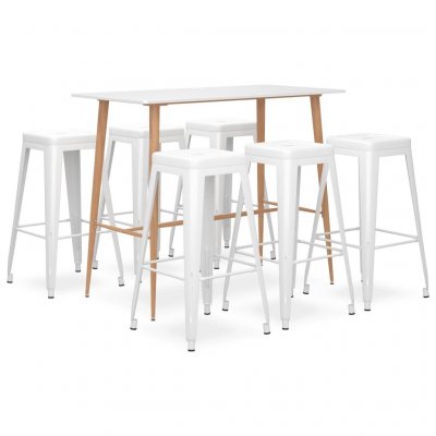 Vidaxl ensemble de bar 7 pcs blanc 3057444