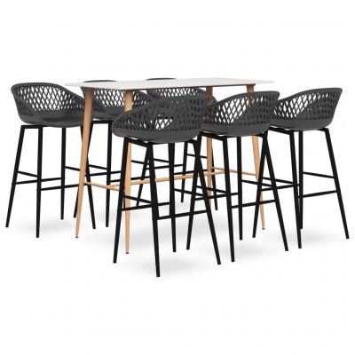 Vidaxl ensemble de bar 7 pcs blanc et gris 3057447