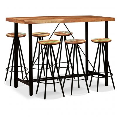 Vidaxl ensemble de bar 7 pcs bois de sesham massif et recycl&eacute; 275134