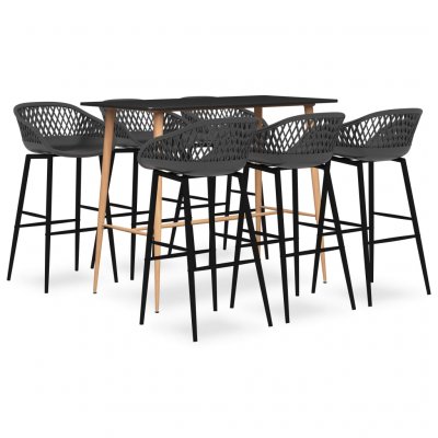 Vidaxl ensemble de bar 7 pcs noir et gris 3057475