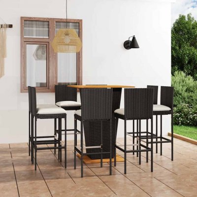 Vidaxl Ensemble De Bar De Jardin 9 Pcs Et Coussins R&eacute;sine Tress&eacute;e Noir
