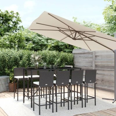 vidaXL Ensemble de bar de jardin 9 pcs - Poly rotin noir