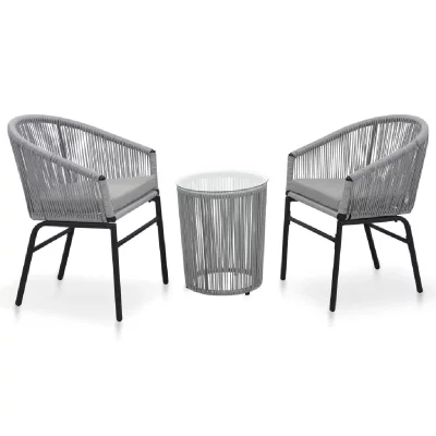 VIDAXL  Ensemble De Bistro 3 Pcs Avec Coussins Rotin Pvc Anthracite