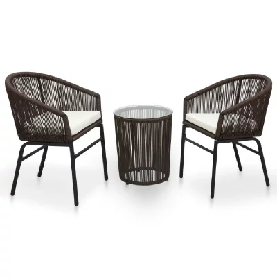 VIDAXL  Ensemble De Bistro 3 Pcs Avec Coussins Rotin Pvc Marron