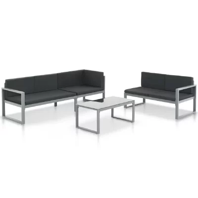 VIDAXL  ensemble de canap&eacute;s de jardin 3 pcs aluminium noir 44448