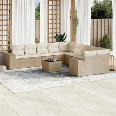 vidaXL Ensemble de jardin 11 pcs - Beige